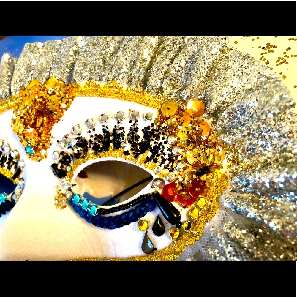 Mask Beaded eye mask Mardi Gras Costume carnival Artisan embellished OS
